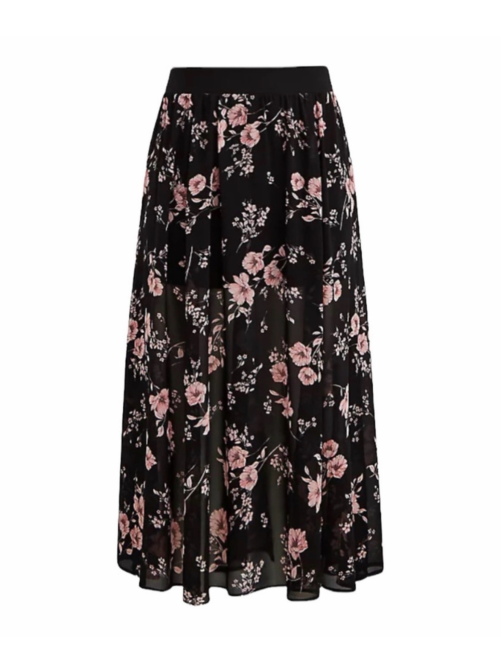 Black Floral Maxi Skirt with Pink Blossoms Torrid.